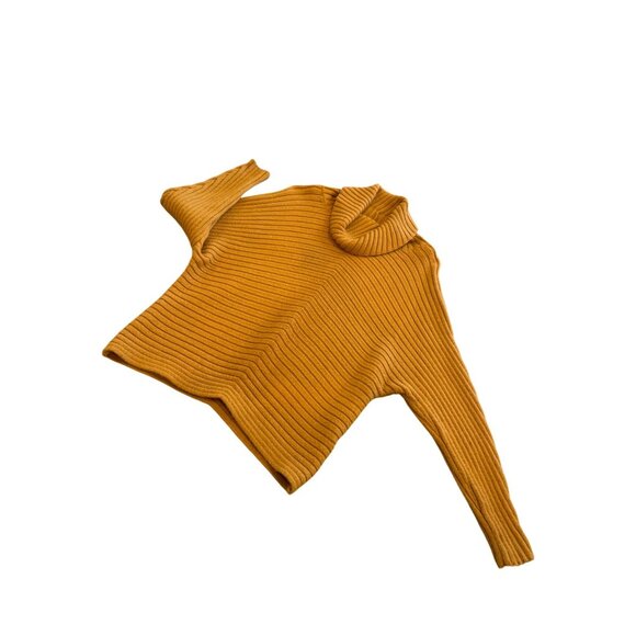 Philosophy Mustard Yellow Ribbed Knit Turtleneck Sweater Womens L - Picture 1 of 8